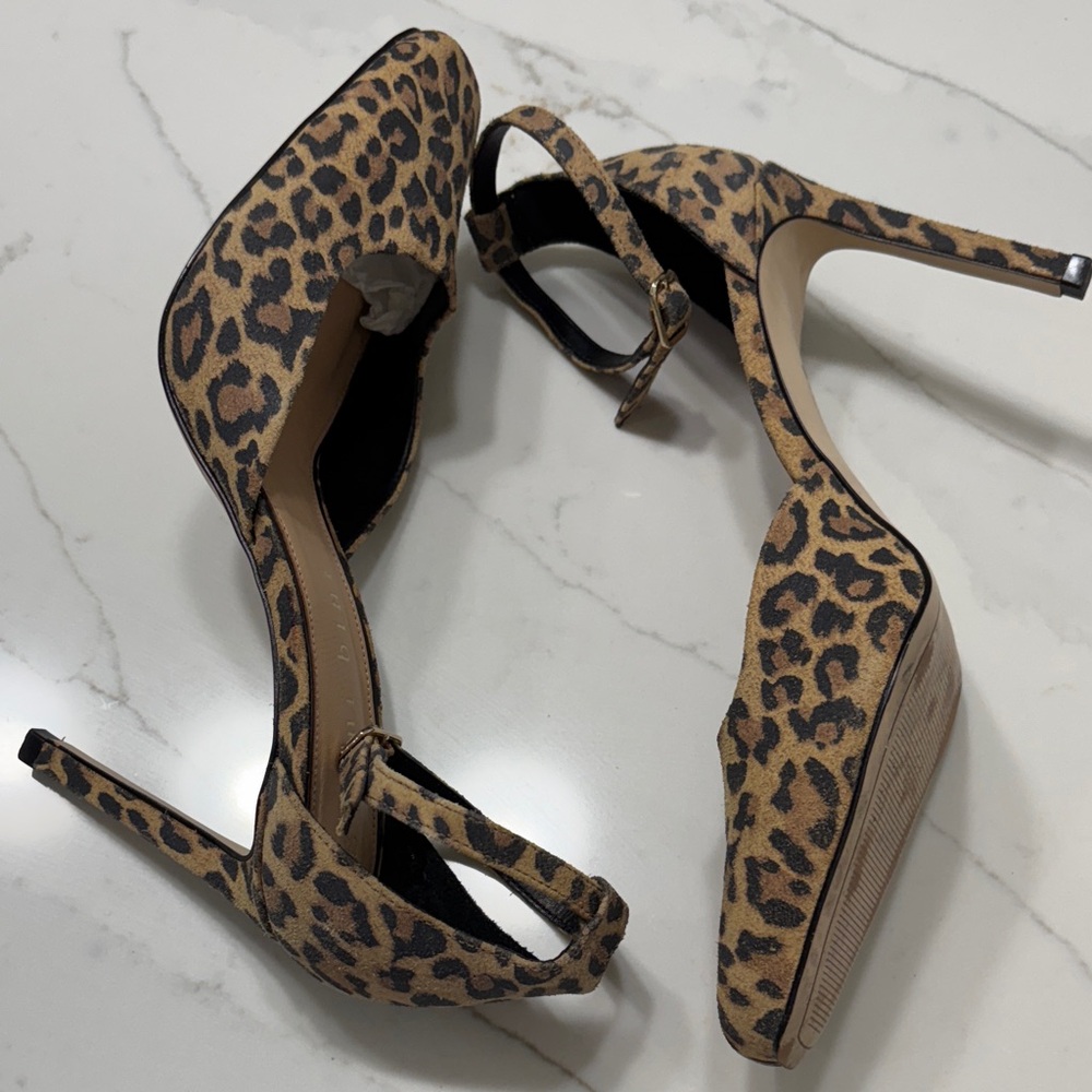 Gianni Bini Leopard Suede Ankle Strap Pumps Heels 9.5 - Picture 9 of 13